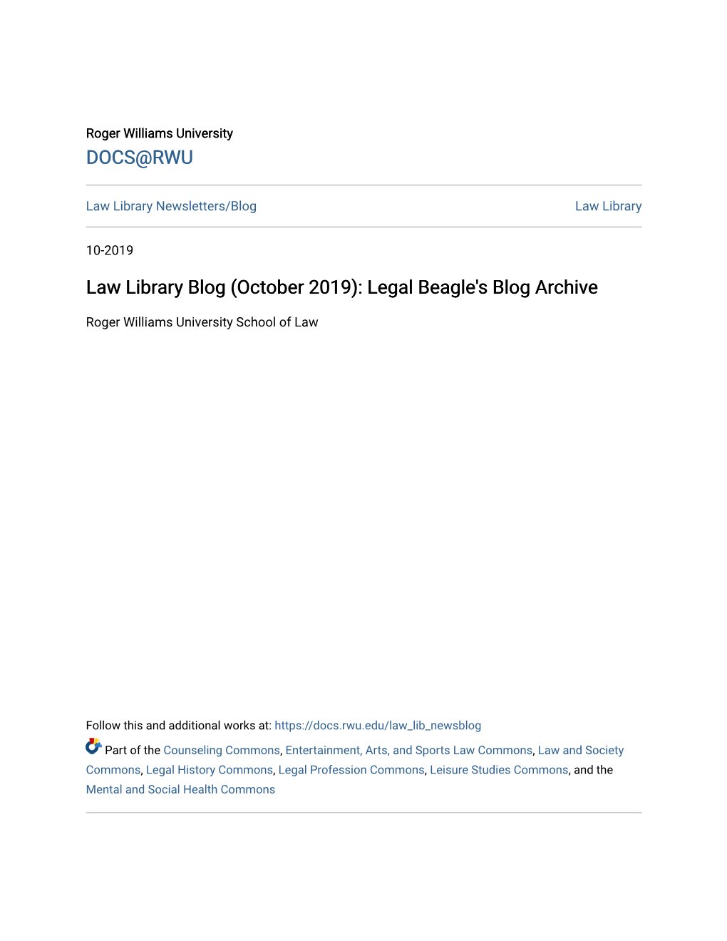 Law Library Blog (October 2019): Legal Beagle's Blog Archive