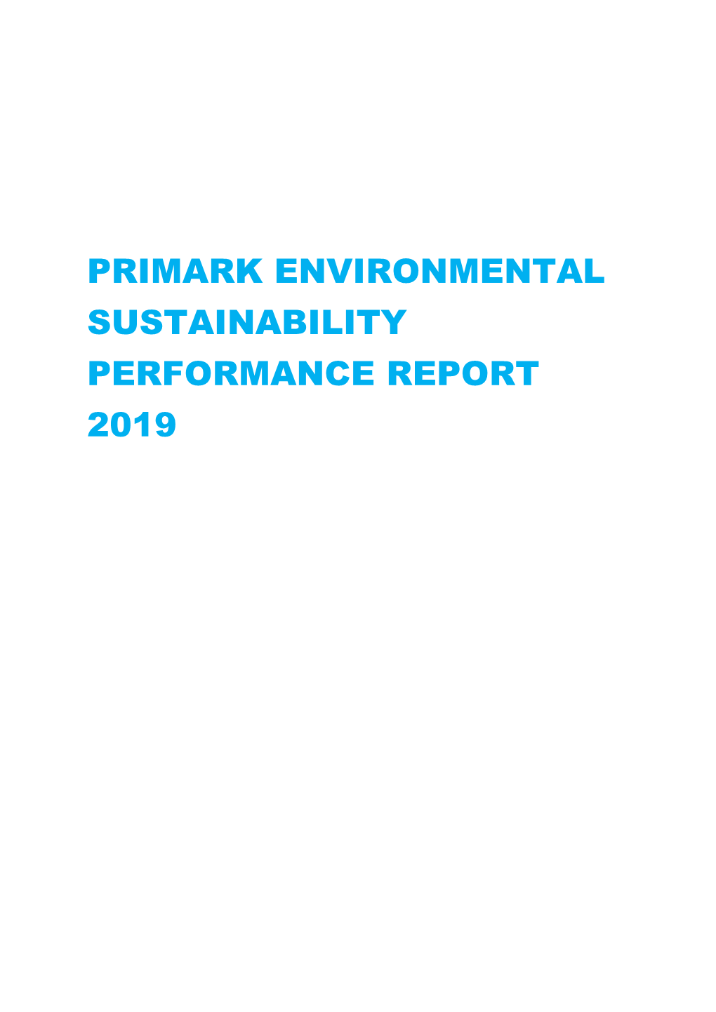Primark Environmental Sustainability Performance Report 2019
