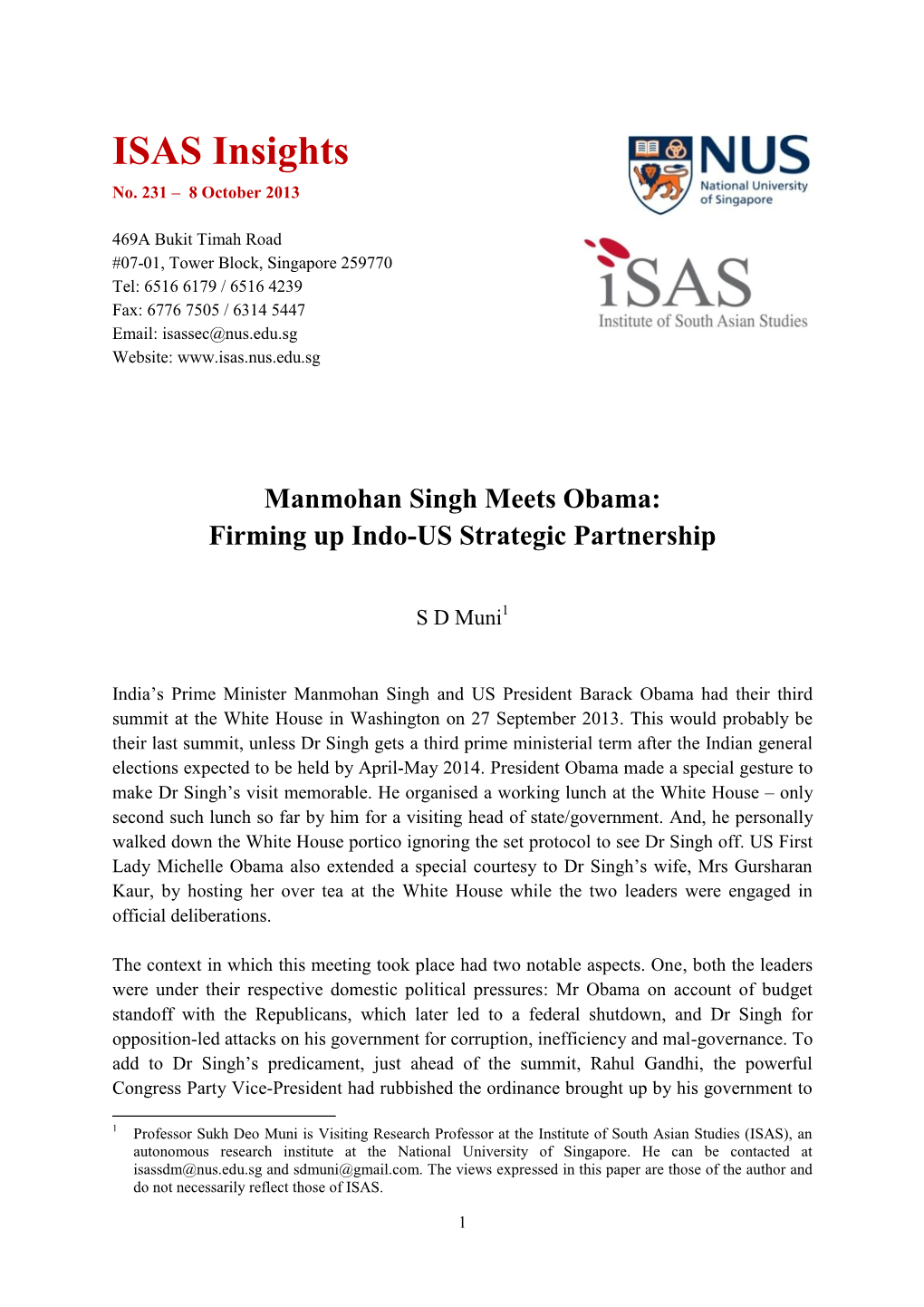 Manmohan Singh Meets Obama: Firming up Indo-US Strategic Partnership