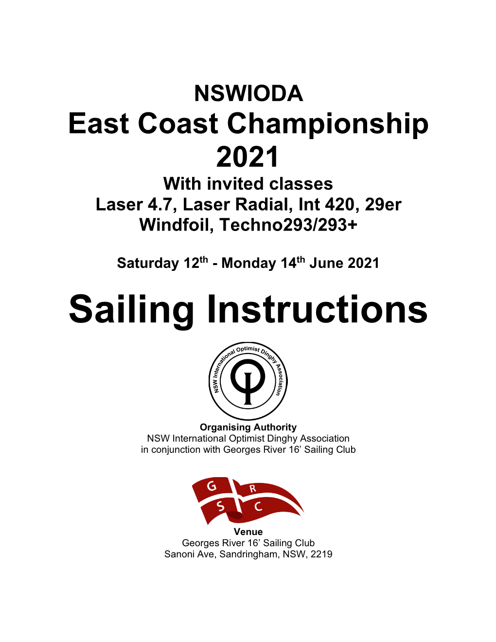 Sailing Instructions