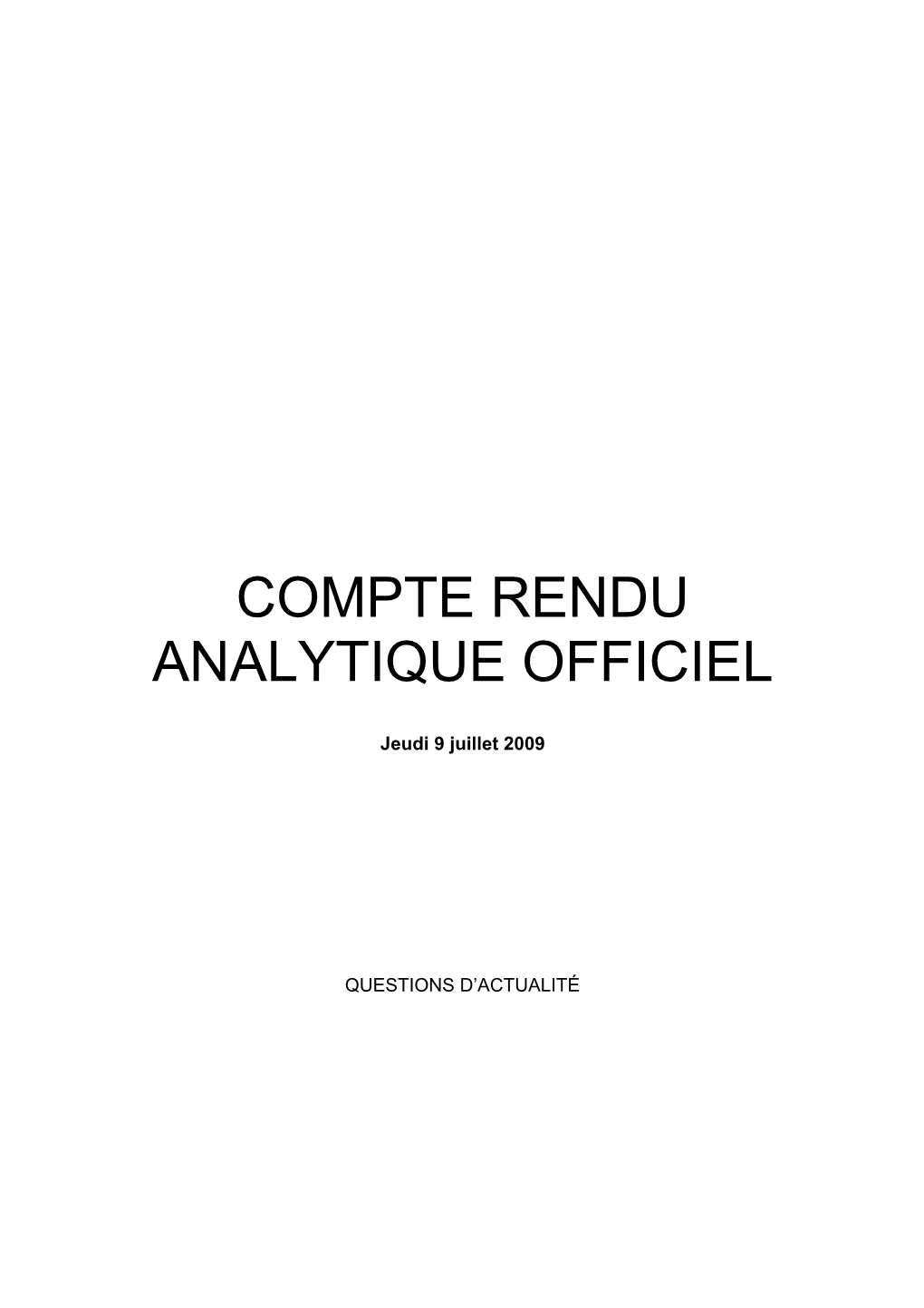 Compte Rendu Analytique Officiel