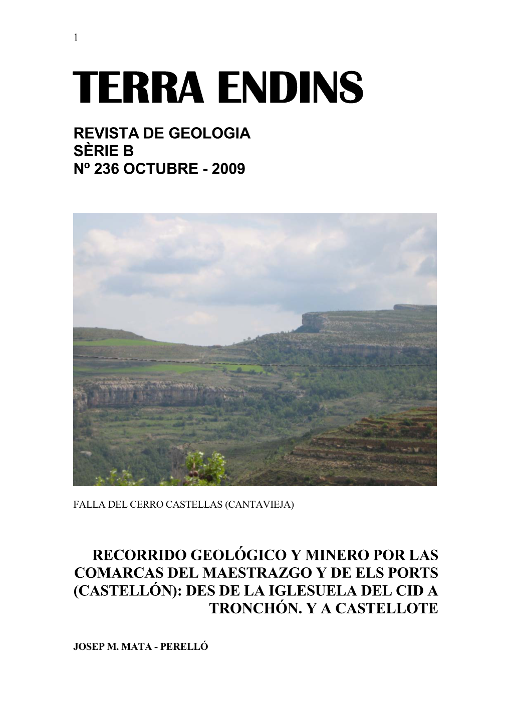 Revista De Geologia Sèrie B Nº 236 Octubre - 2009