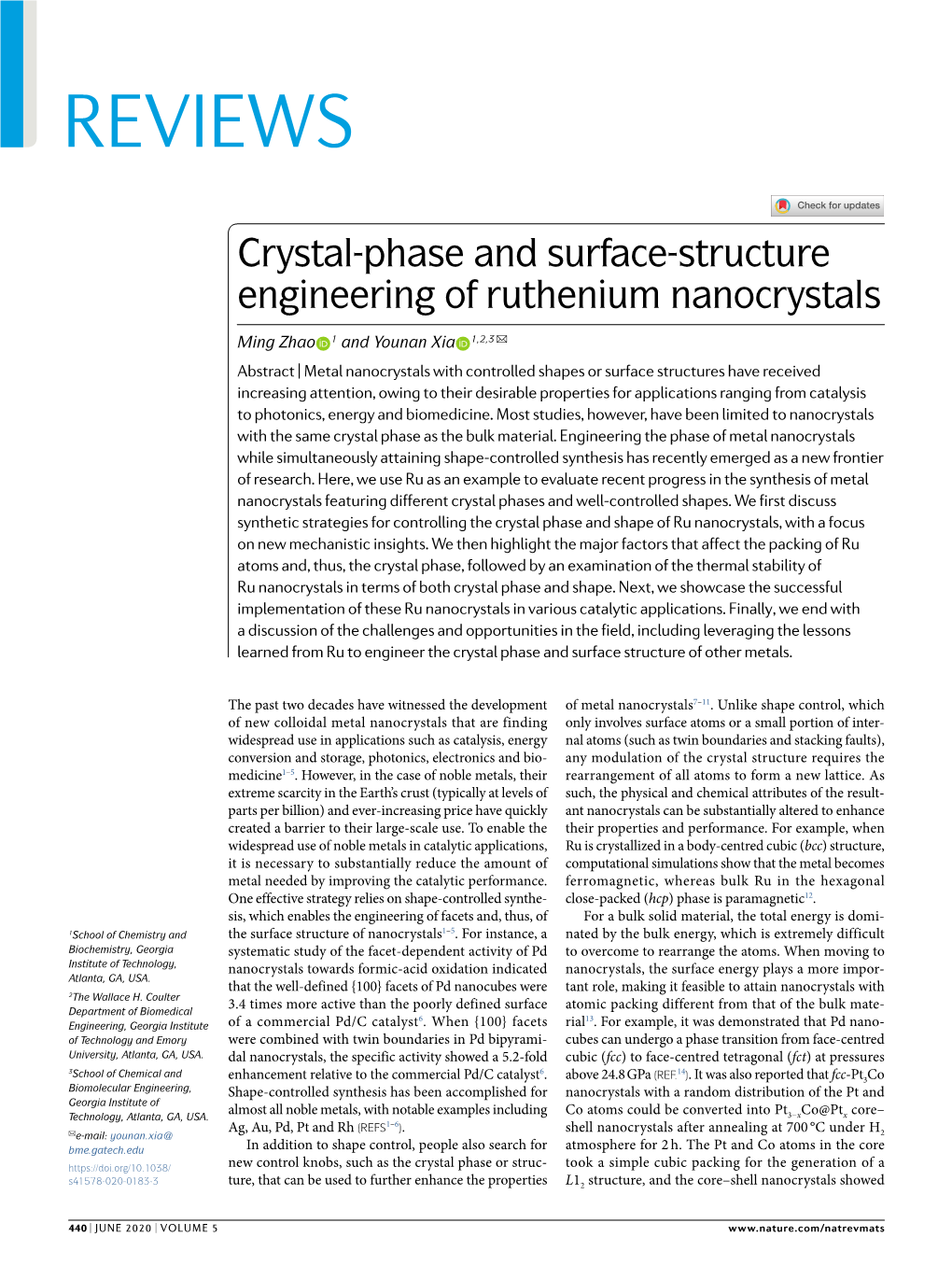 Crystal-Phase and Surface-Structure Engineering of Ruthenium Nanocrystals