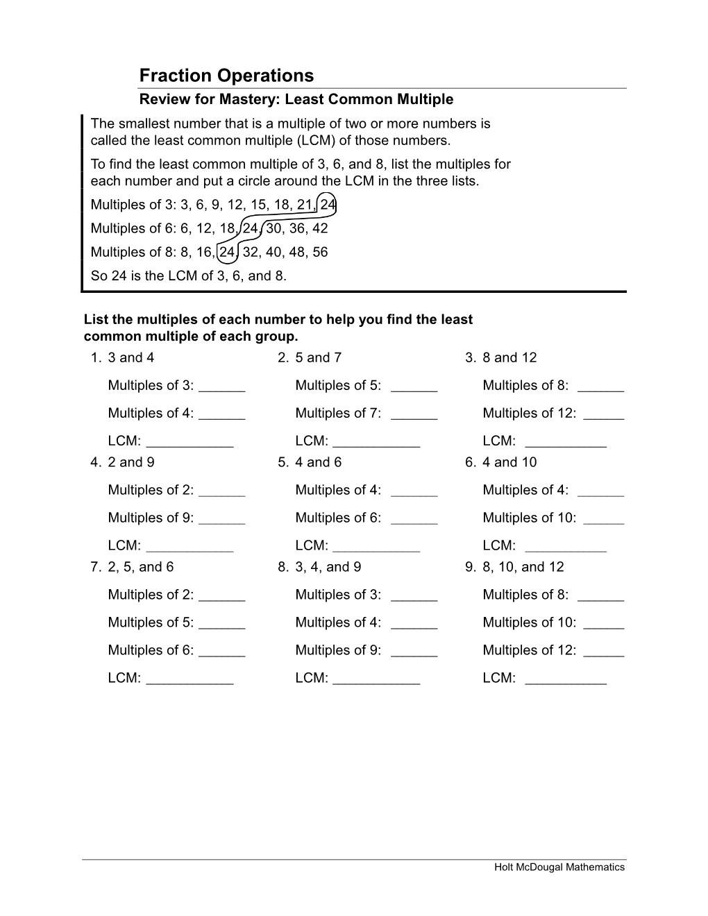 Fraction Operations