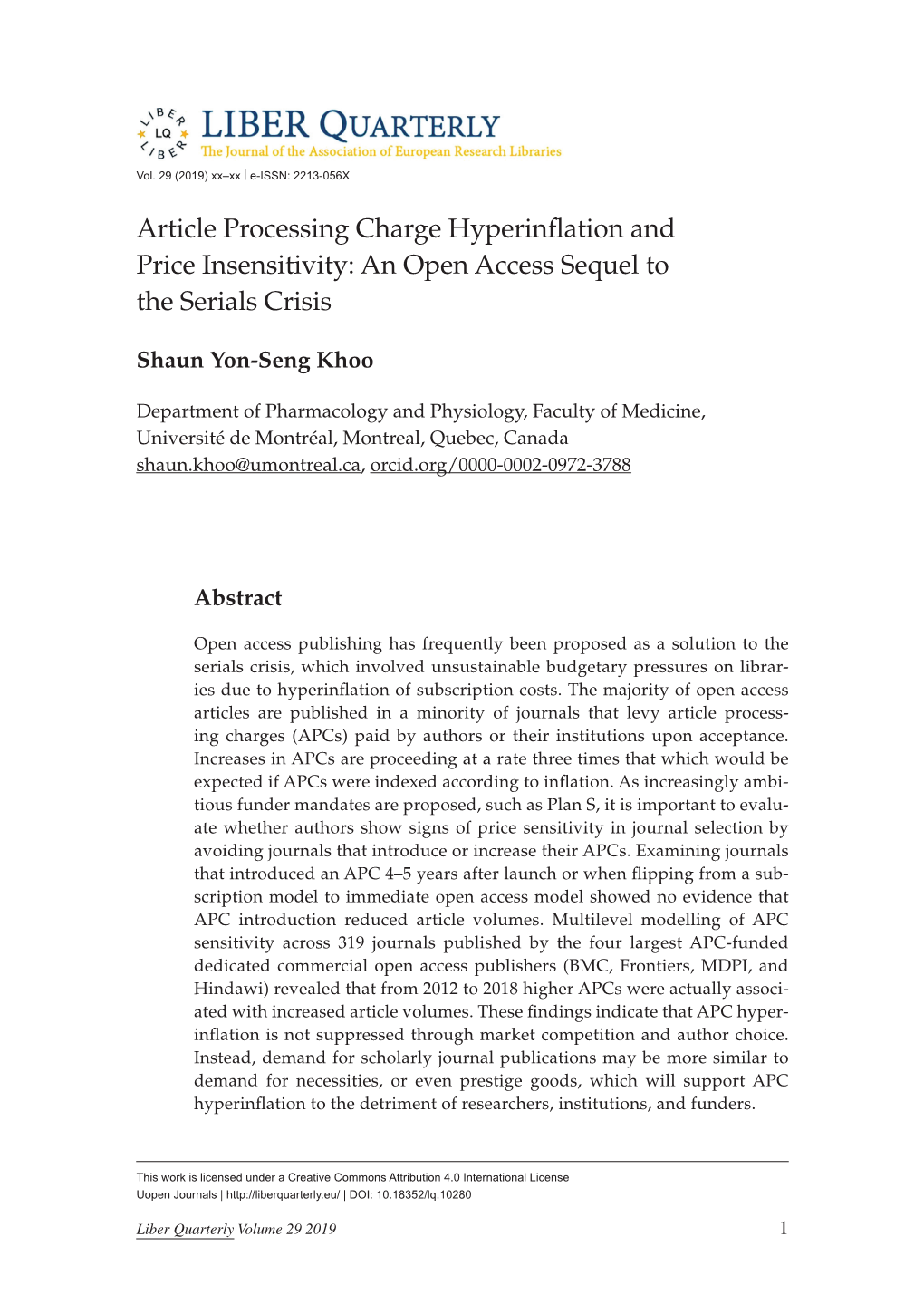 Article Processing Charge Hyperinflation and Price Insensitivity