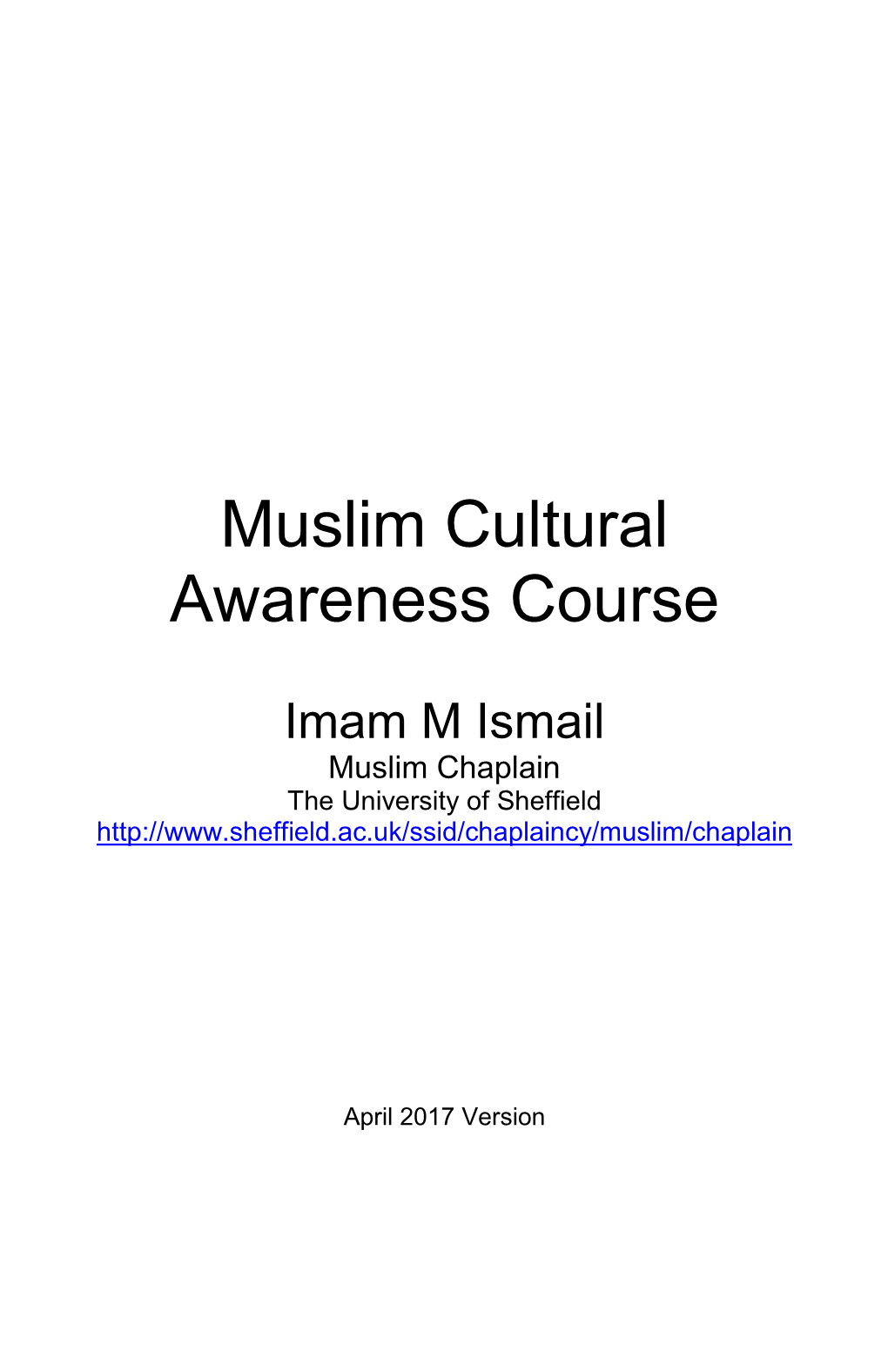 Muslim Cultural Awareness Course