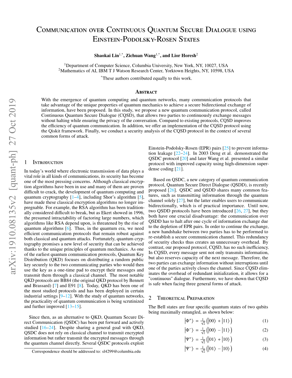 Communication Over Continuous Quantum Secure Dialogue Using Einstein-Podolsky-Rosen States