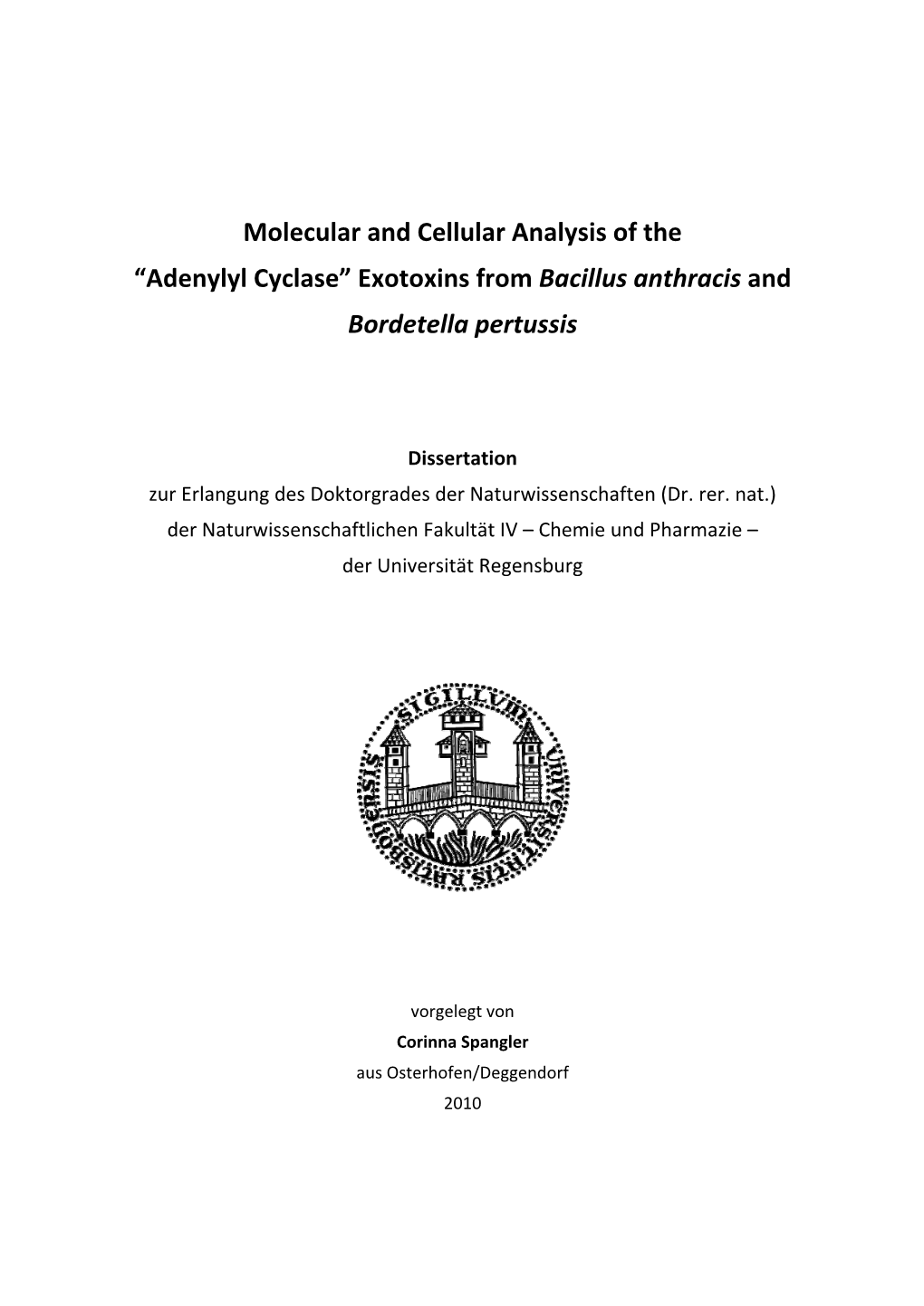 Adenylyl Cyclase” Exotoxins from Bacillus Anthracis And