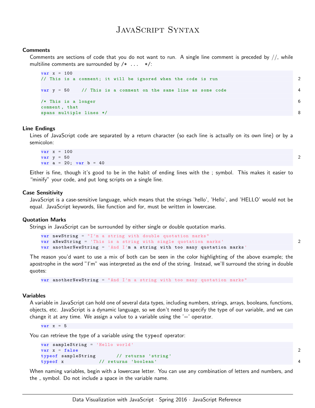 Javascript Syntax