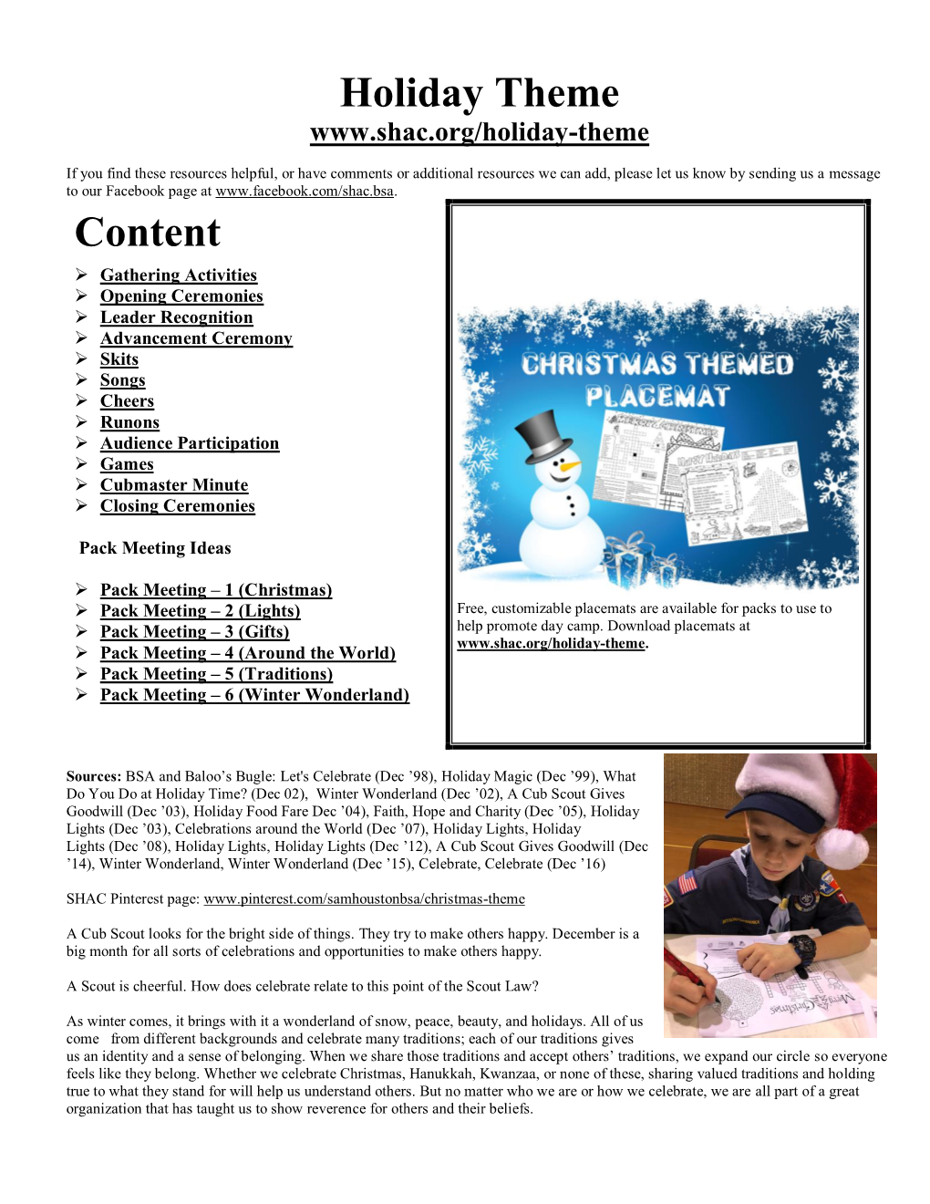 Holiday Theme Ideas (.Pdf)