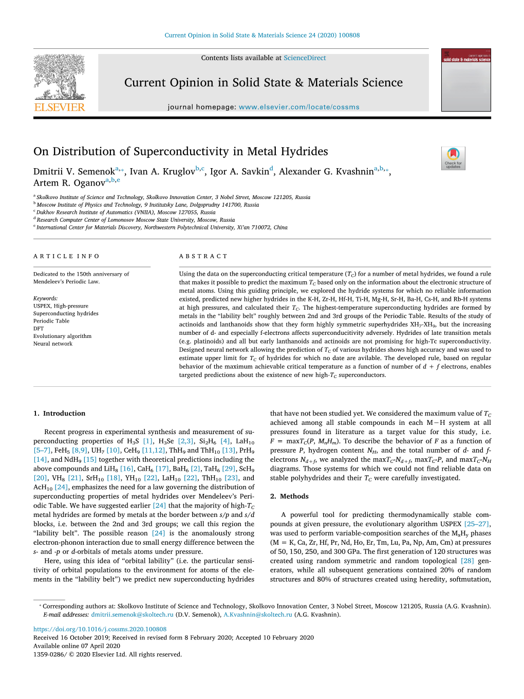 On Distribution of Superconductivity in Metal Hydrides T ⁎ ⁎ Dmitrii V