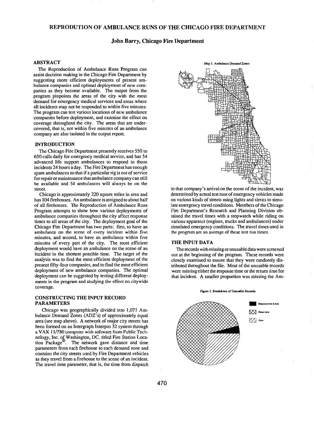 REPRODUTION of AMBULANCE RUNS of the Cmcago FIRE DEPARTMENT