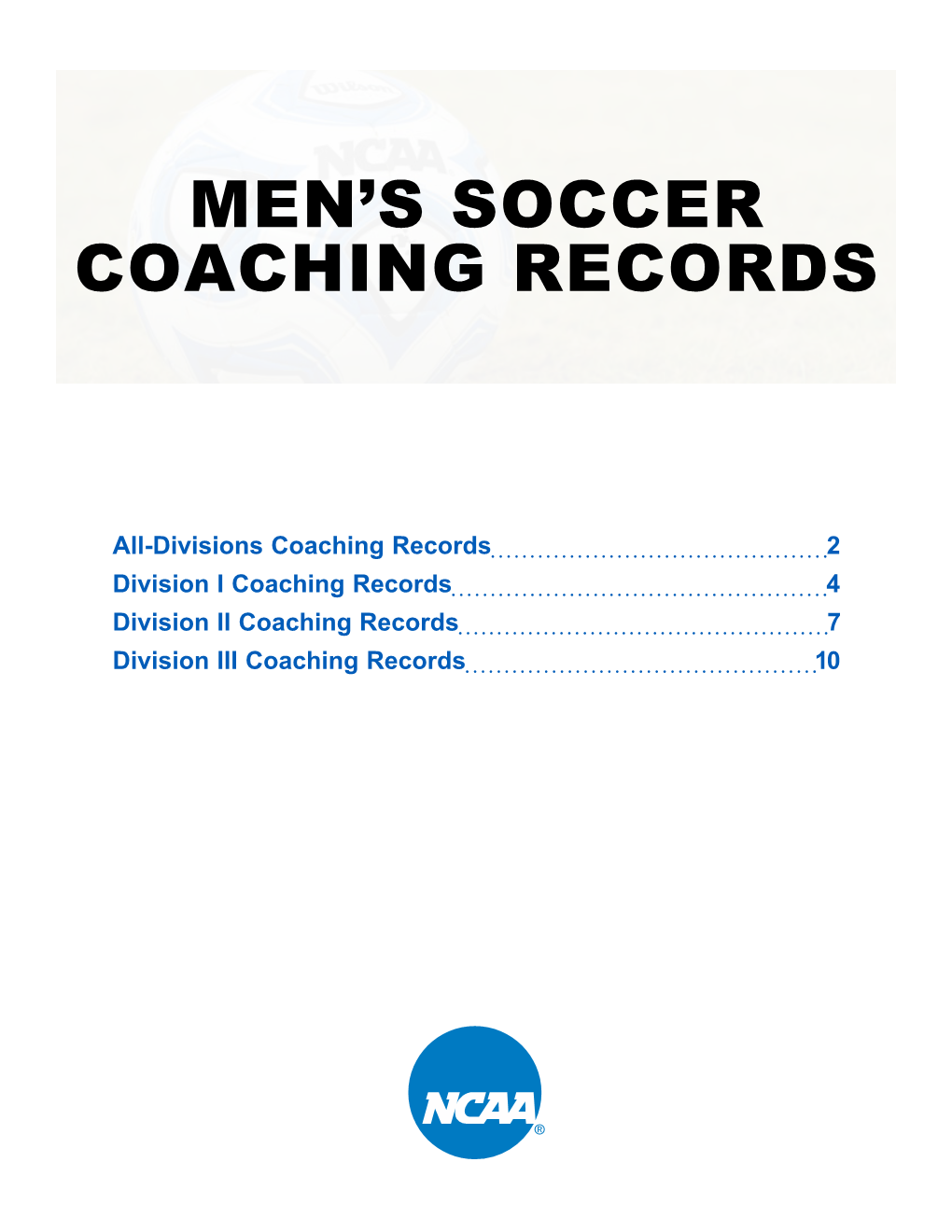 Men's Soccer Coaching Records