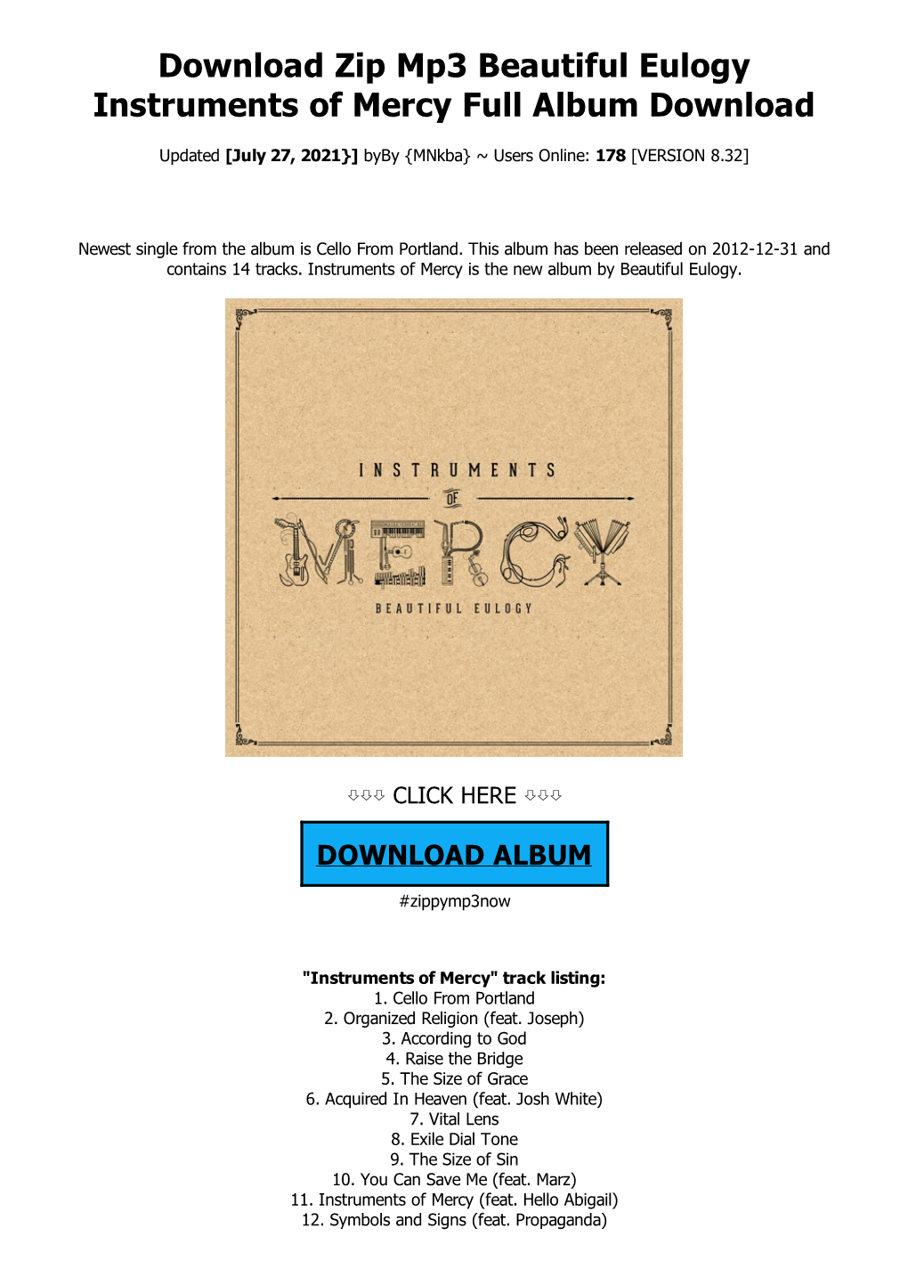 Download Zip Mp3 Beautiful Eulogy Instruments of Mercy Full Album Download
