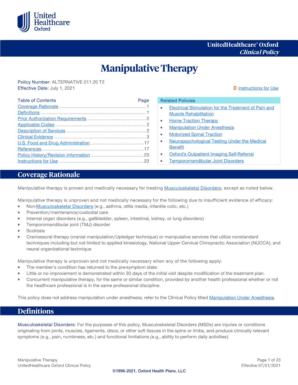 Manipulative Therapy