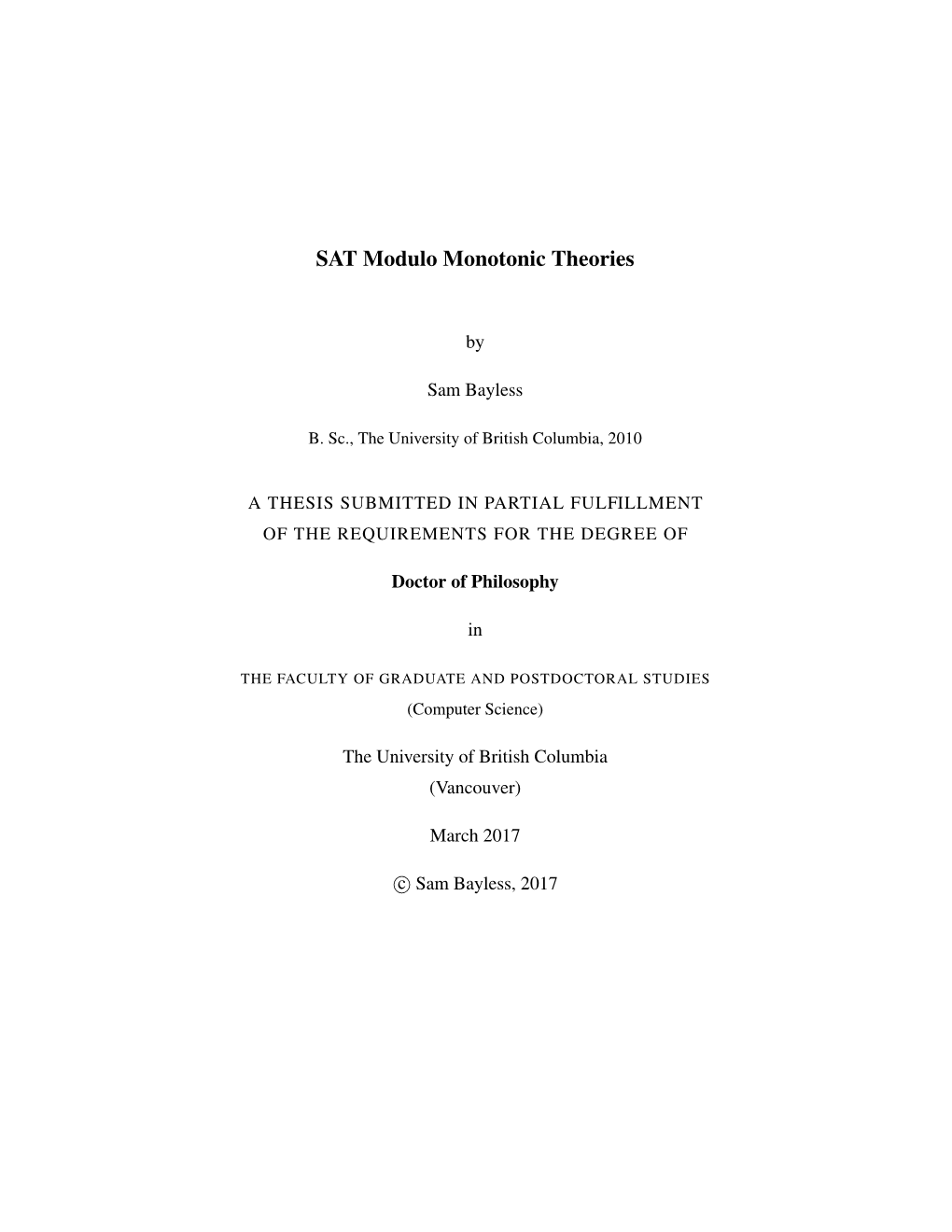 SAT Modulo Monotonic Theories