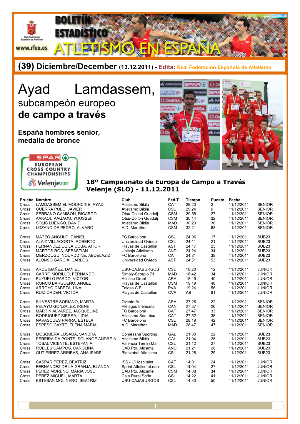 Ayad Lamdassem, Subcampeón Europeo De Campo a Través