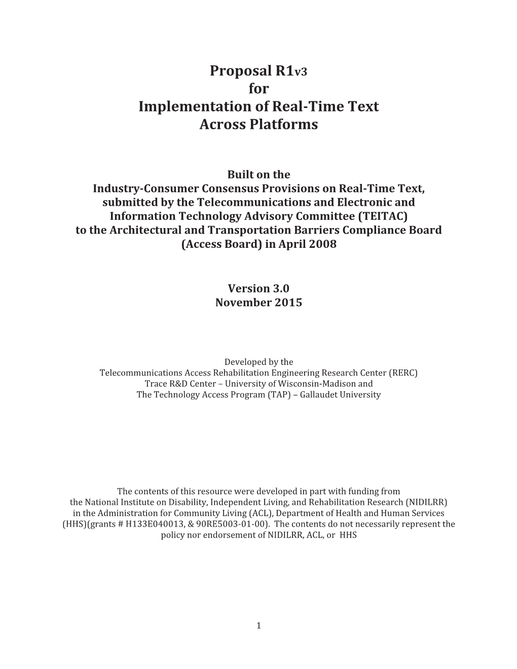 Proposal R1v3 for Implementation of Real-Time Text Across Platforms