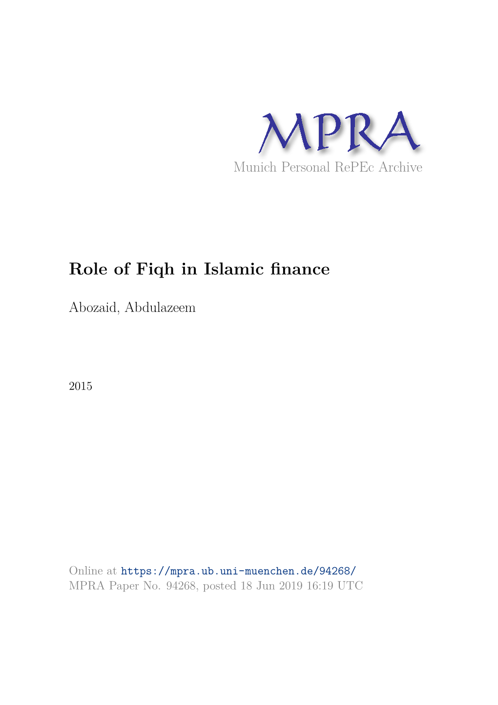 Role of Fiqh in Islamic Finance