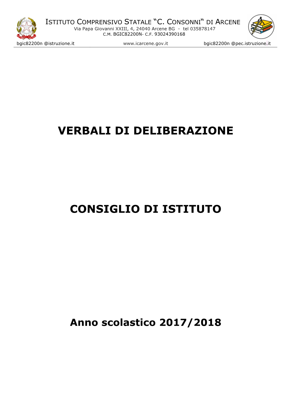 Verbali Di Deliberazione Consiglio Di Istituto