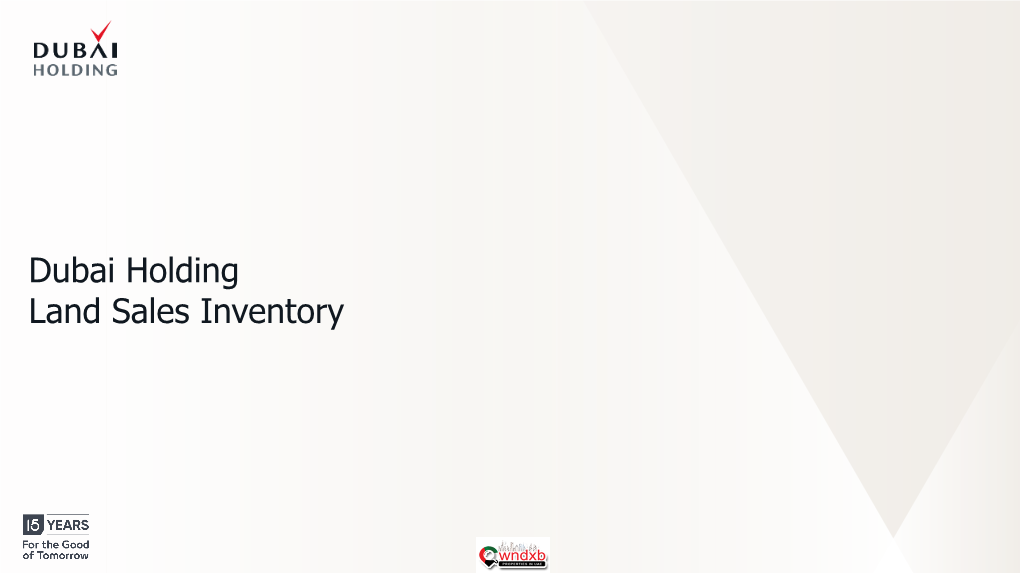 Dubai Holding Land Sales Inventory Agenda