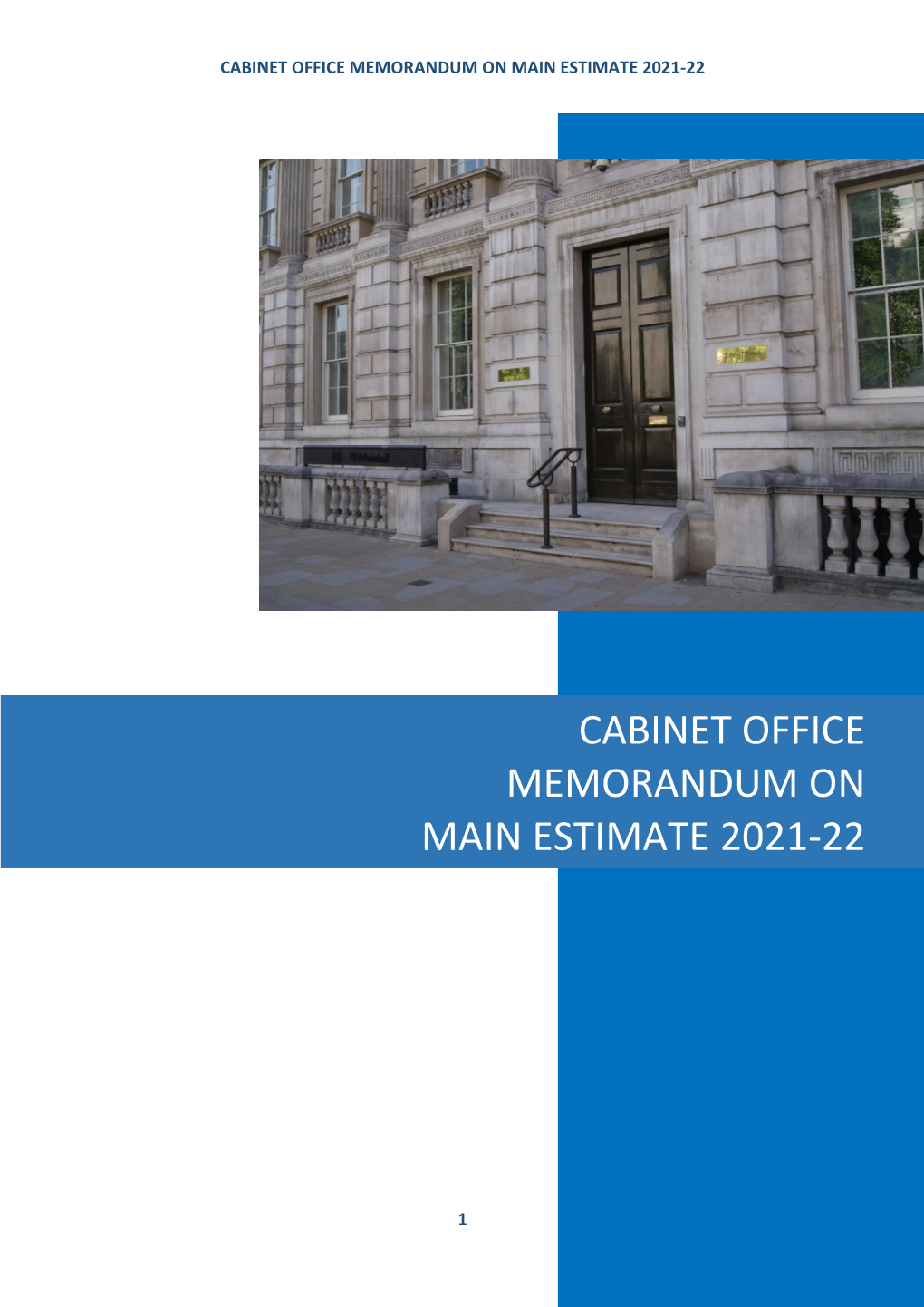 Cabinet Office Memorandum on Main Estimate 2021-22