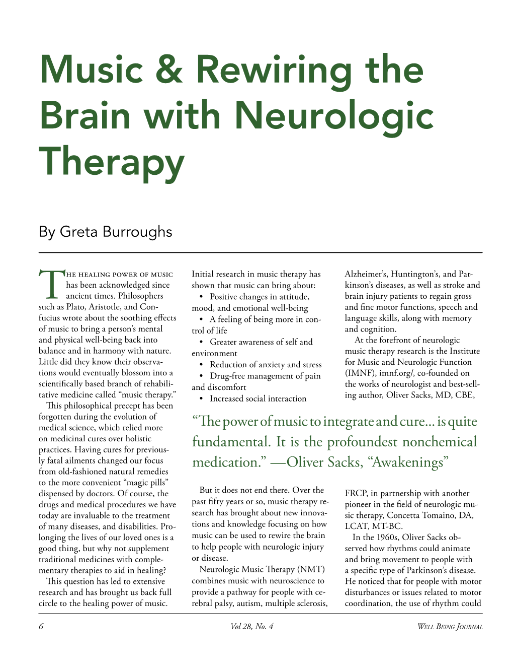 Music & Rewiring the Brain with Neurologic Therapy