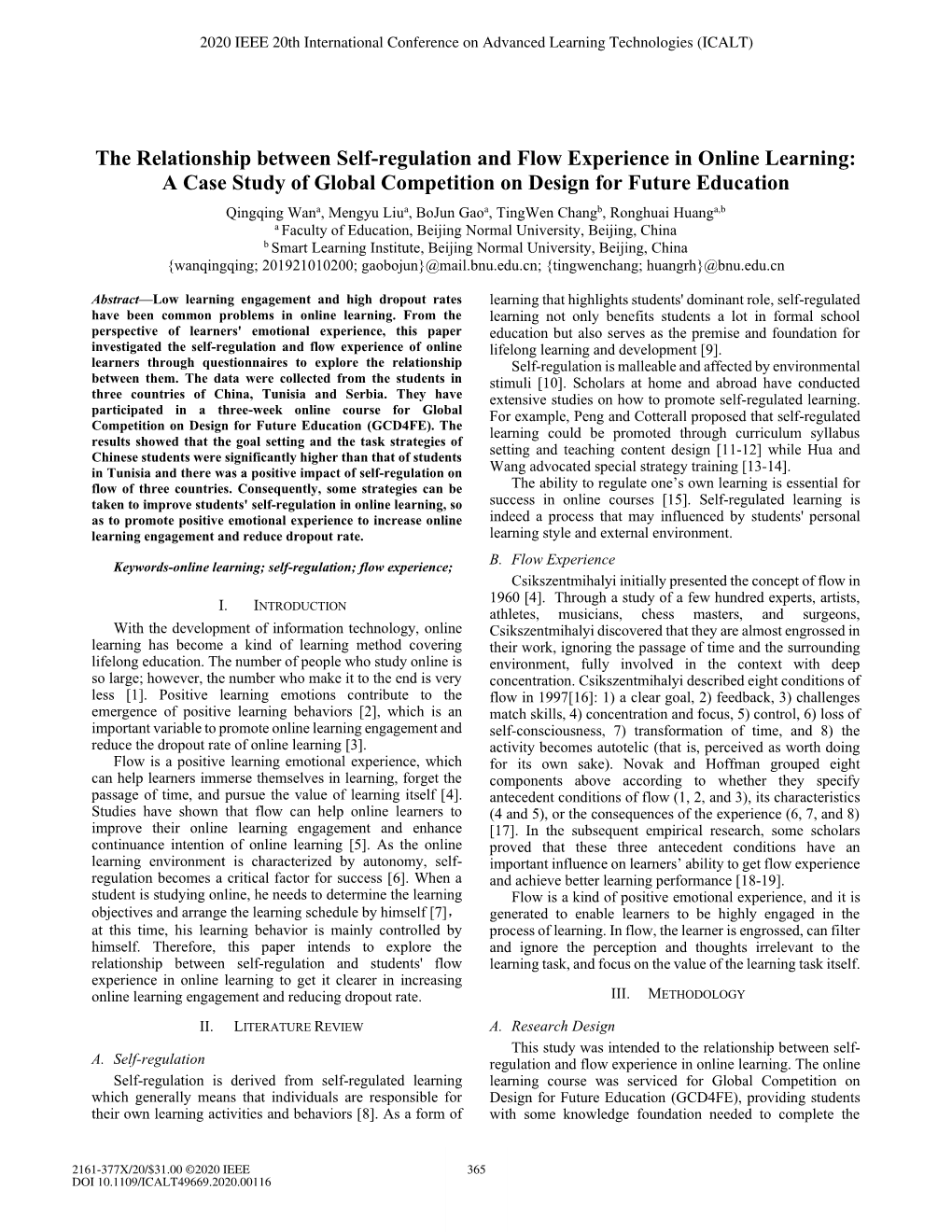 The Relationship Between Self-Regulation and Flow