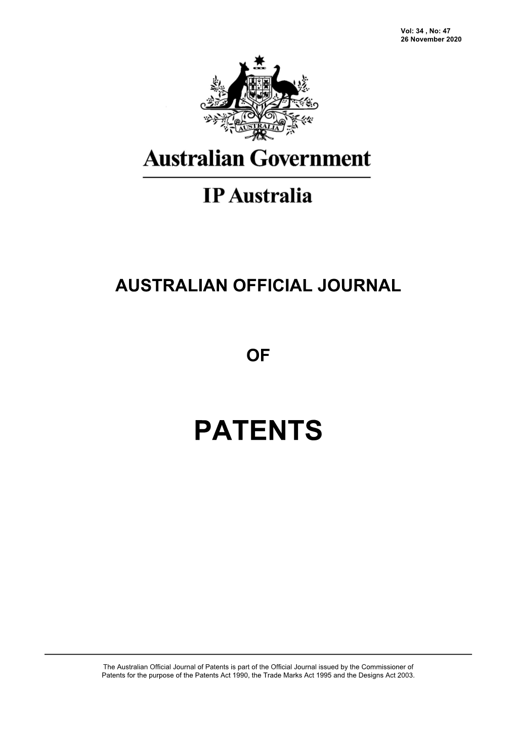 Australian Official Journal Of