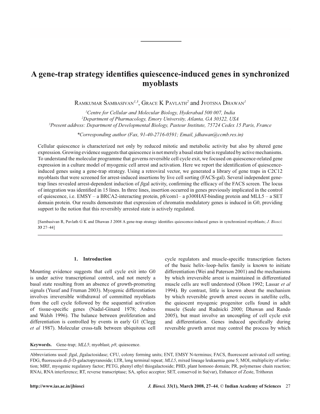 A Gene-Trap Strategy Identifies Quiescence-Induced Genes