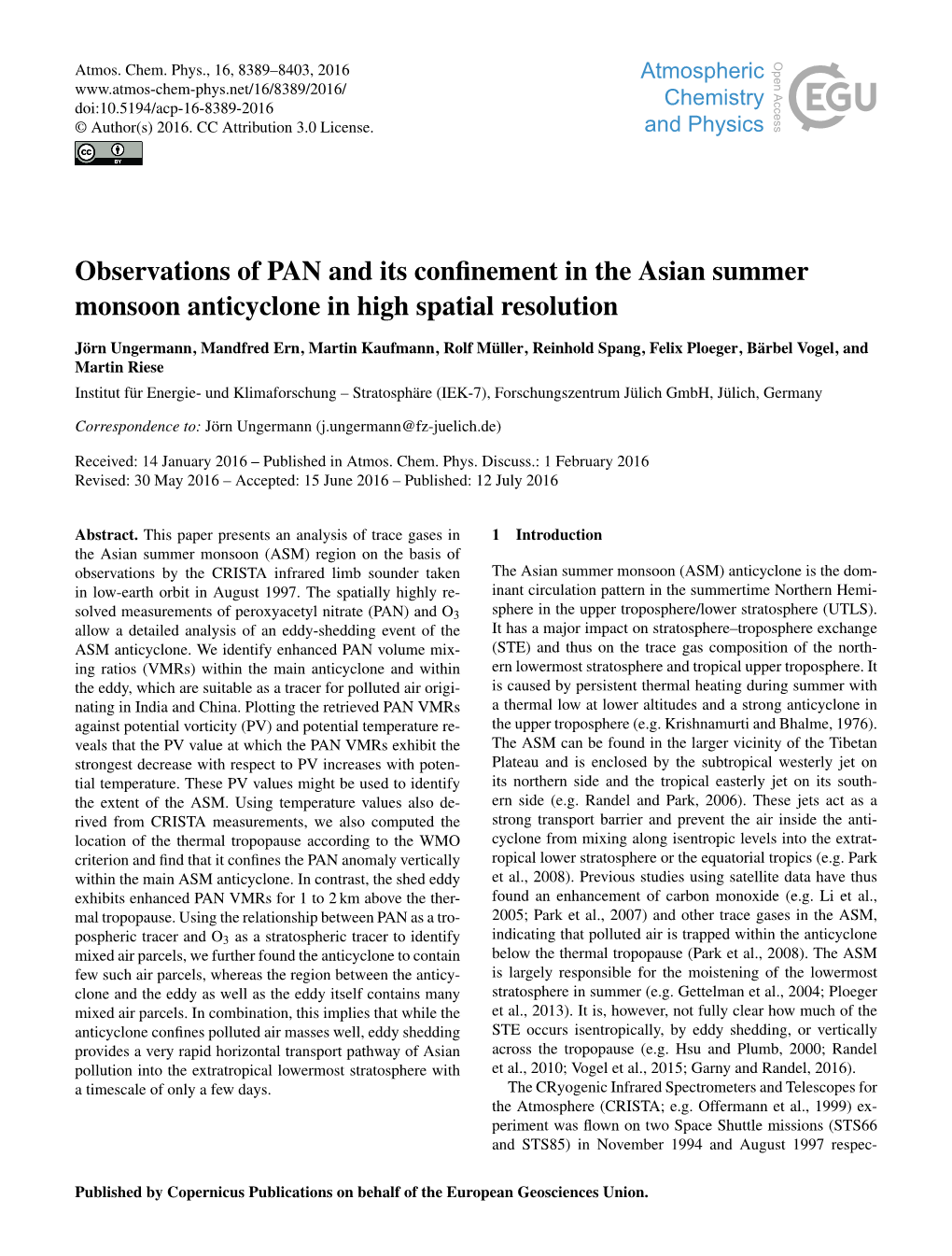 Observations of PAN and Its Confinement in The