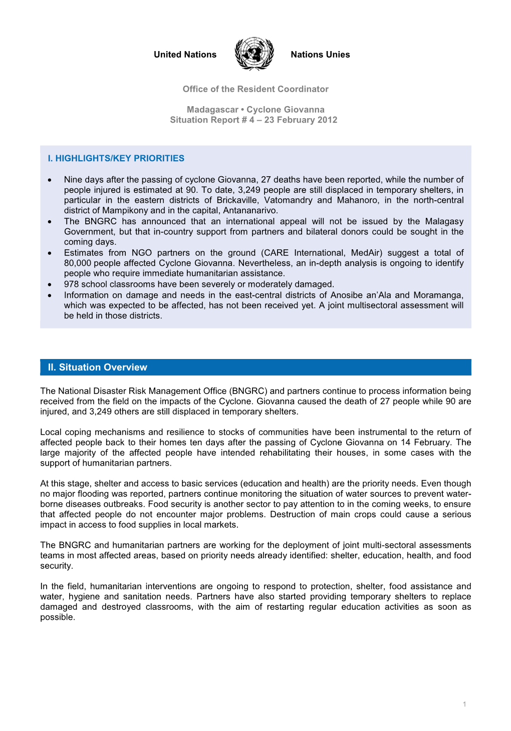 Madagascar-Cylone Giovanna-Sitrep 4-20120223.Pdf (English)