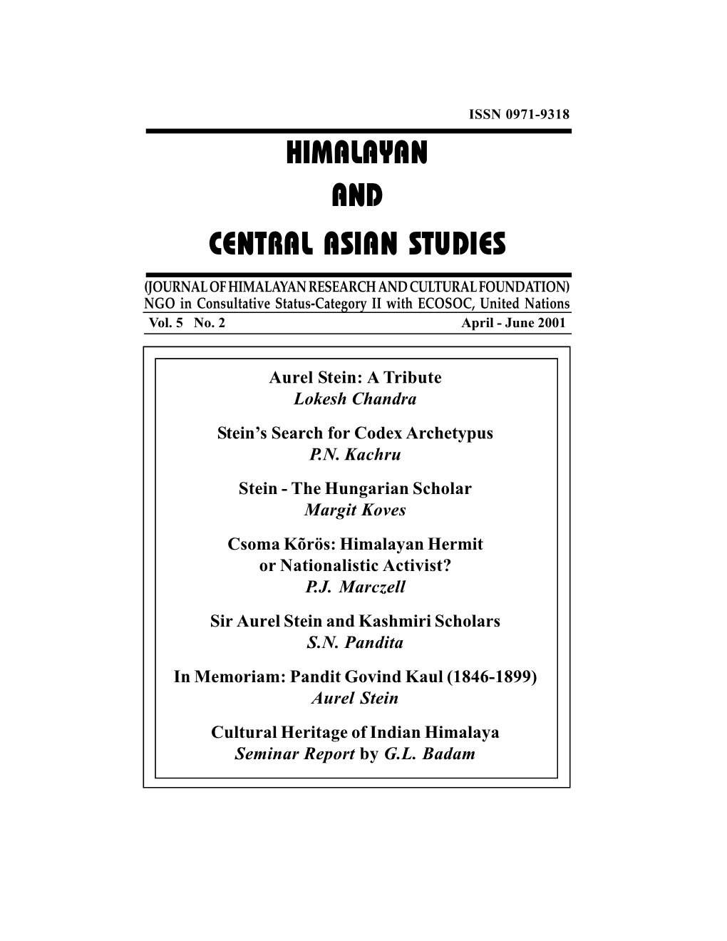 Himalayan and Central Asian Studies