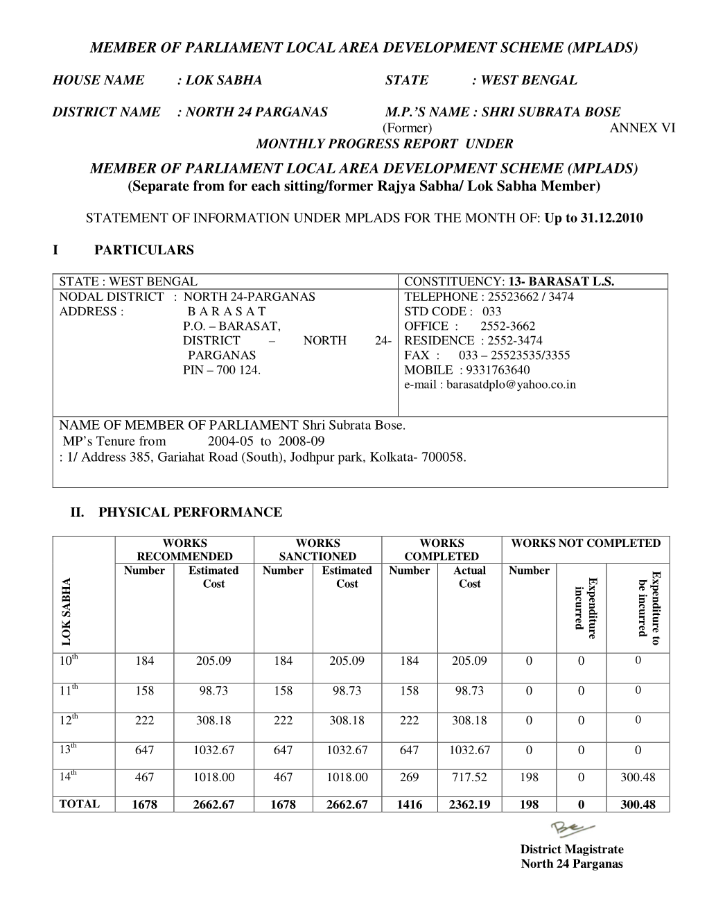 Member of Parliament Local Area Development Scheme (Mplads)