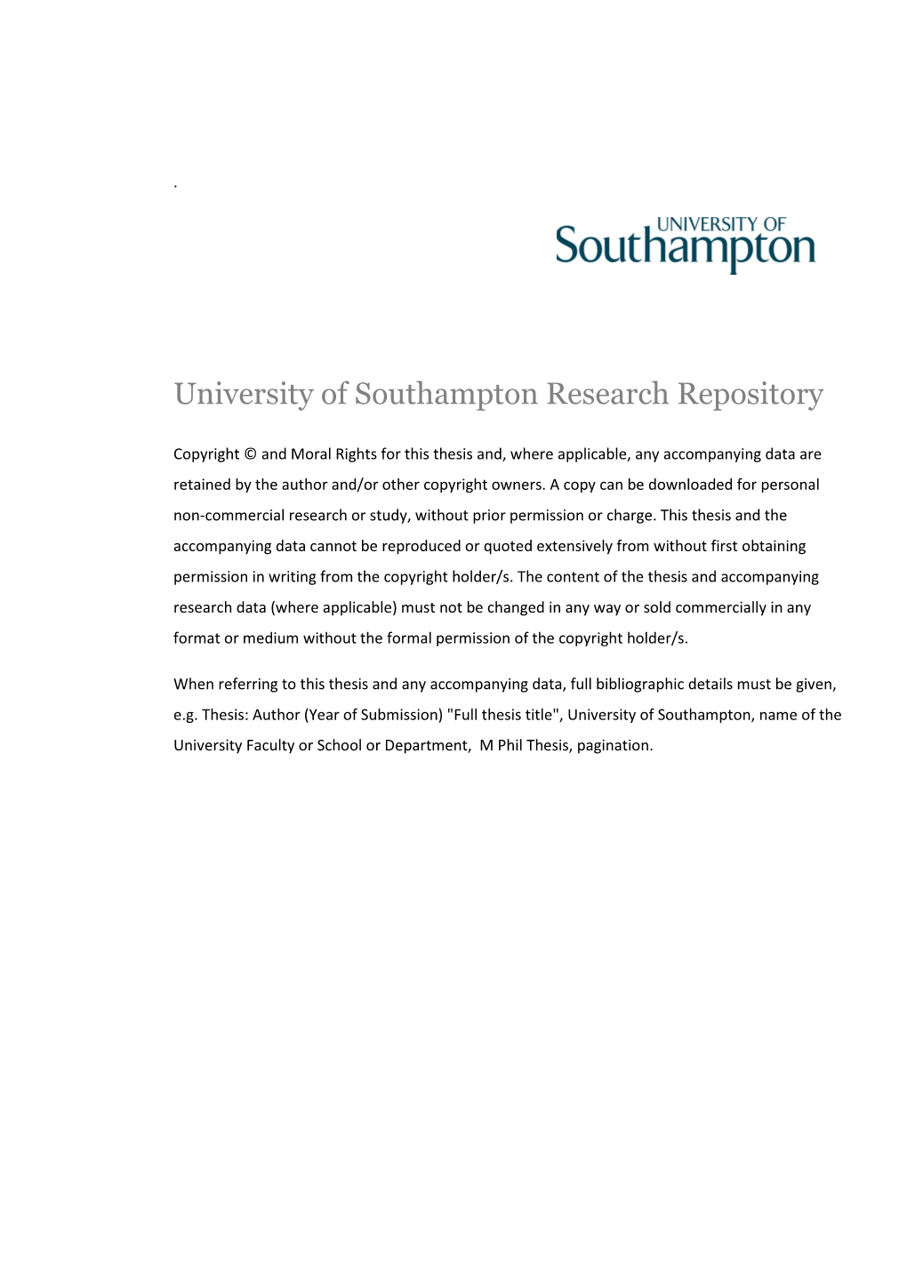 University of Southampton Research Repository