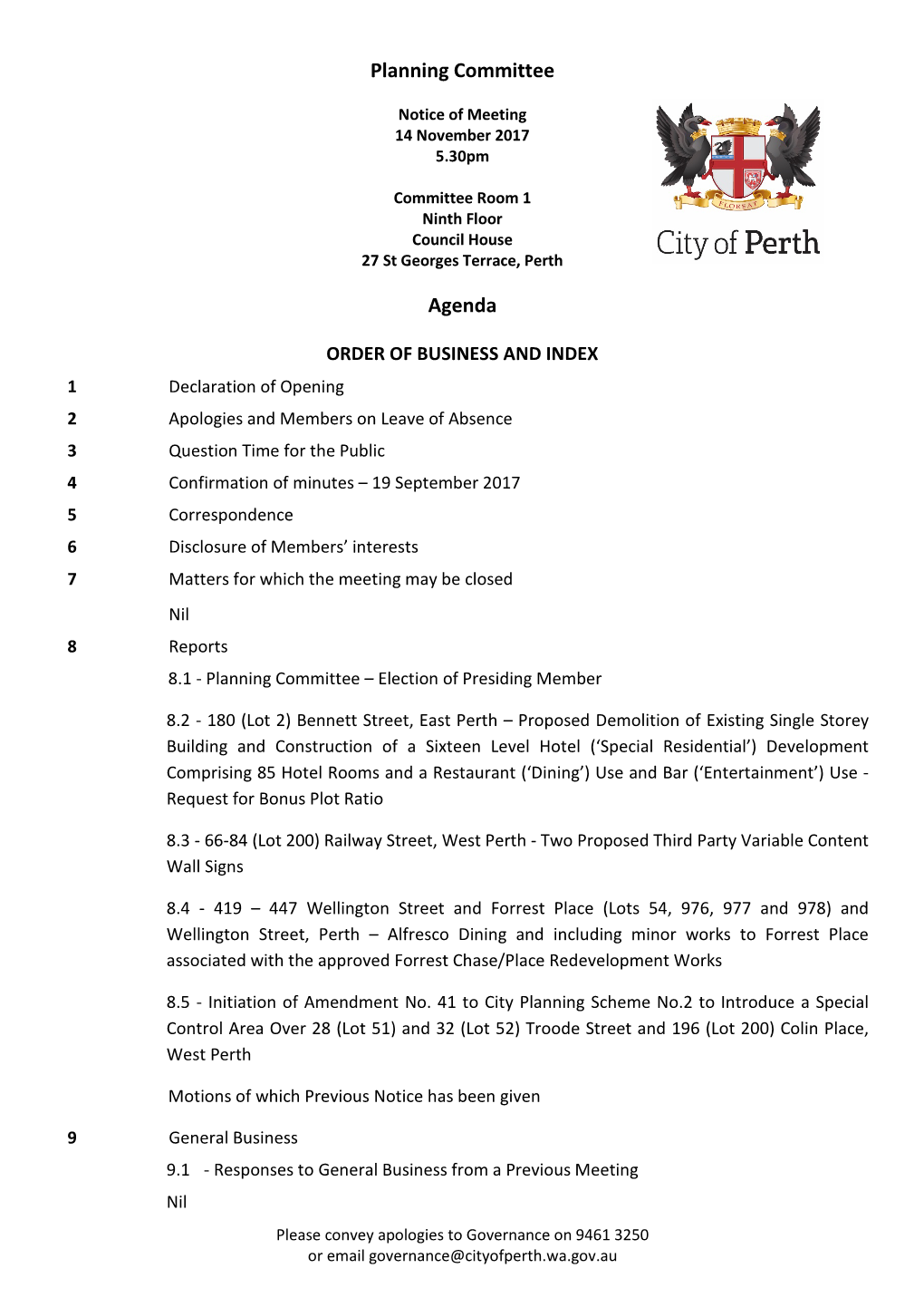 Planning Committee Agenda