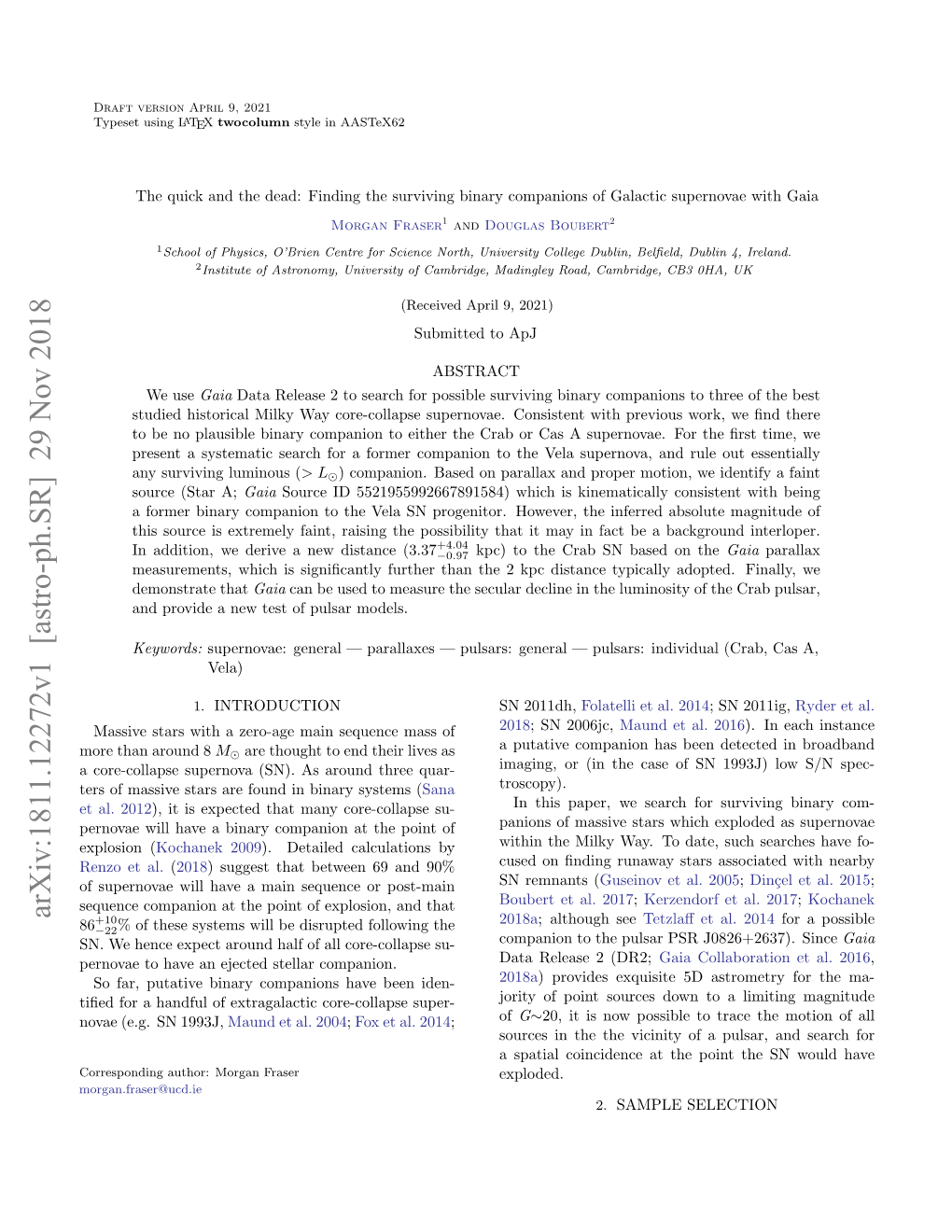 Arxiv:1811.12272V1 [Astro-Ph.SR] 29 Nov 2018 +10 2018A; Although See Tetzlaﬀ Et Al