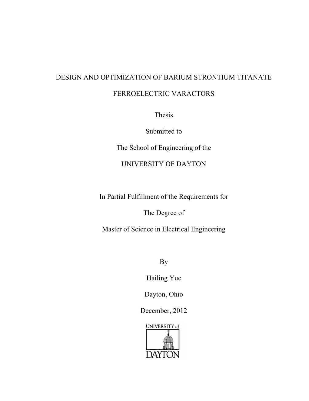 Design and Optimization of Barium Strontium Titanate