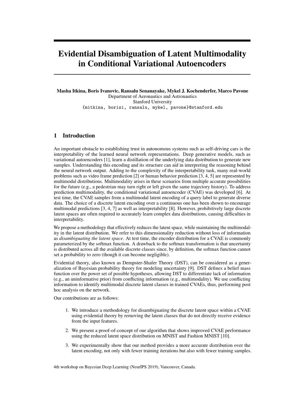 Evidential Disambiguation of Latent Multimodality in Conditional Variational Autoencoders