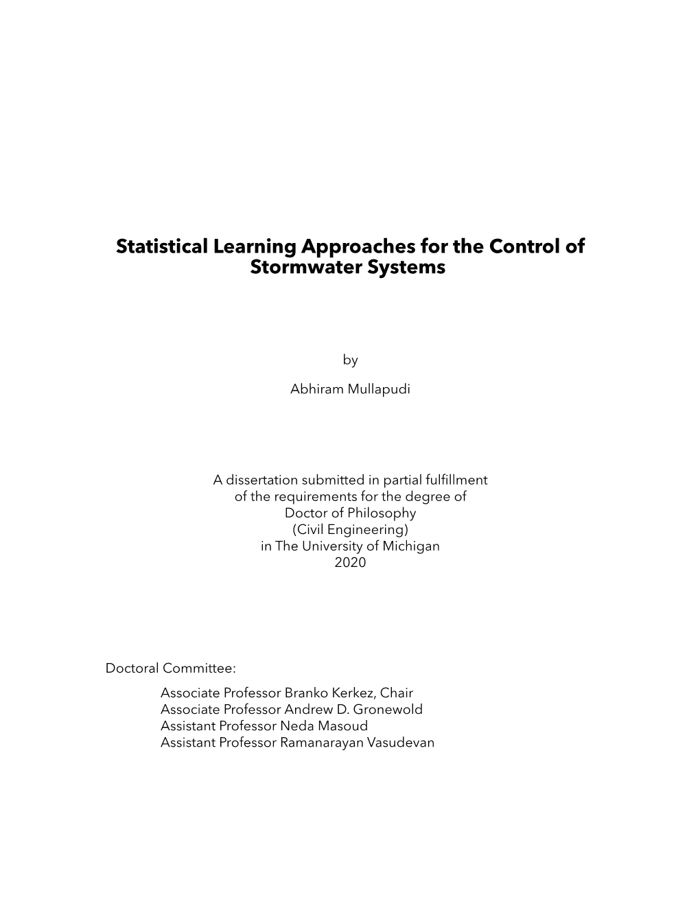 Statistical Learning Approaches for the Control of Stormwater Systems