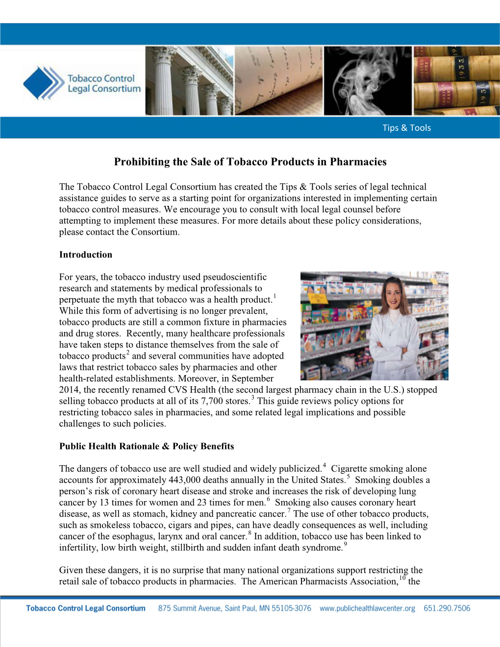 Prohibiting the Sale of Tobacco Products in Pharmacies / 1