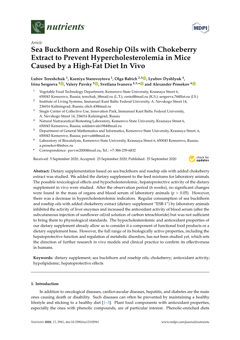 Sea Buckthorn and Rosehip Oils with Chokeberry Extract to Prevent Hypercholesterolemia in Mice Caused by a High-Fat Diet in Vivo