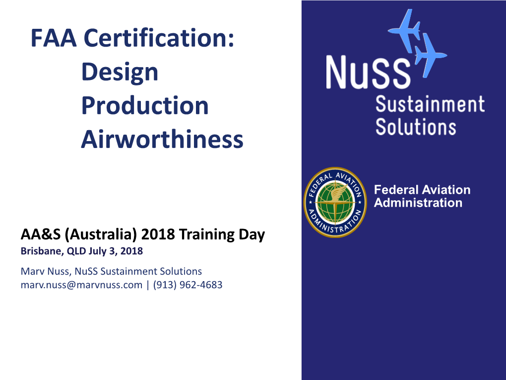 FAA Certification: Design Production Airworthiness