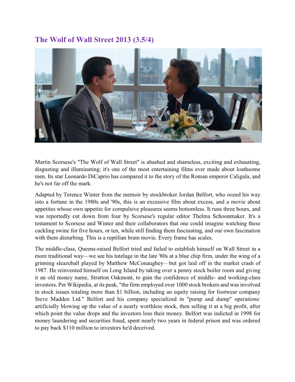 The Wolf of Wall Street 2013 (3.5/4)