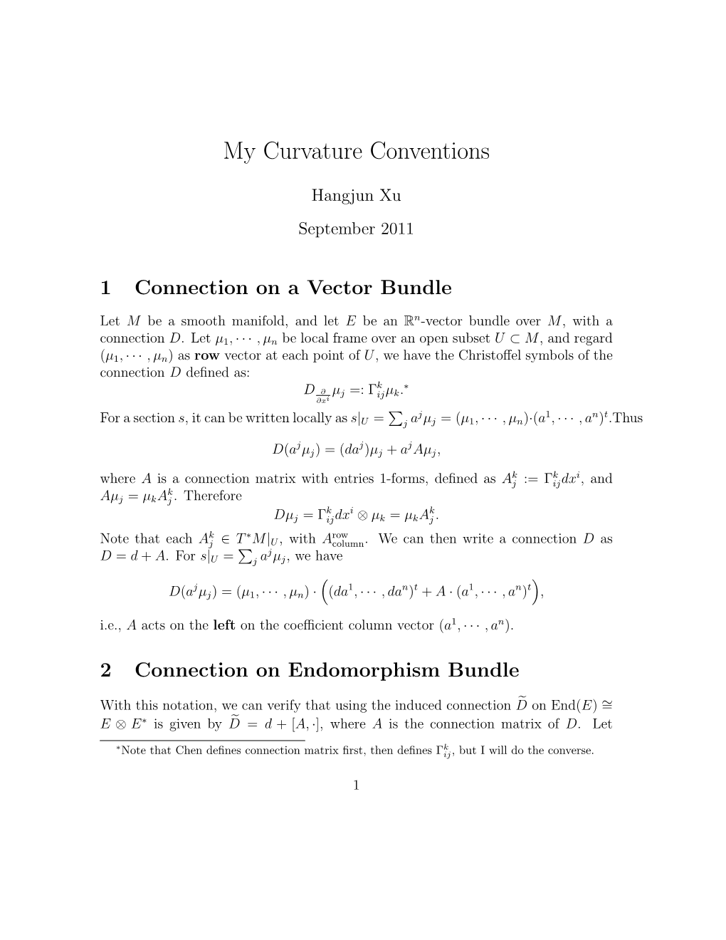 My Curvature Conventions