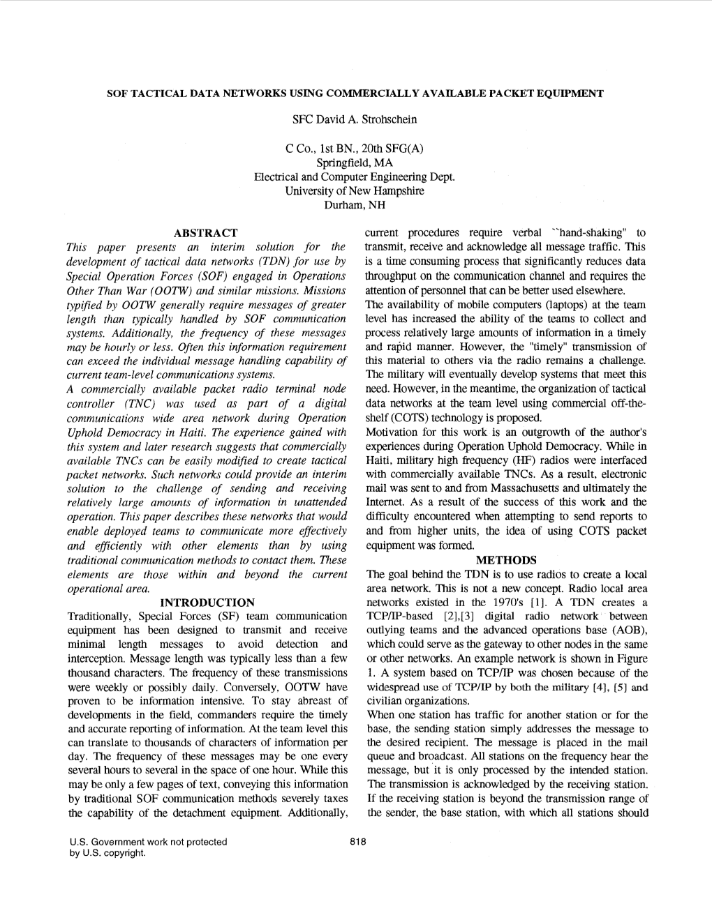 Soft Tactical Data Networks Using Commercially Available