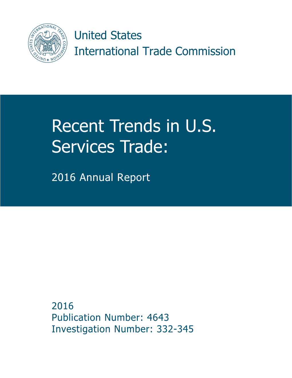 Recent Trends in US Services Trade: 2016 Annual Report