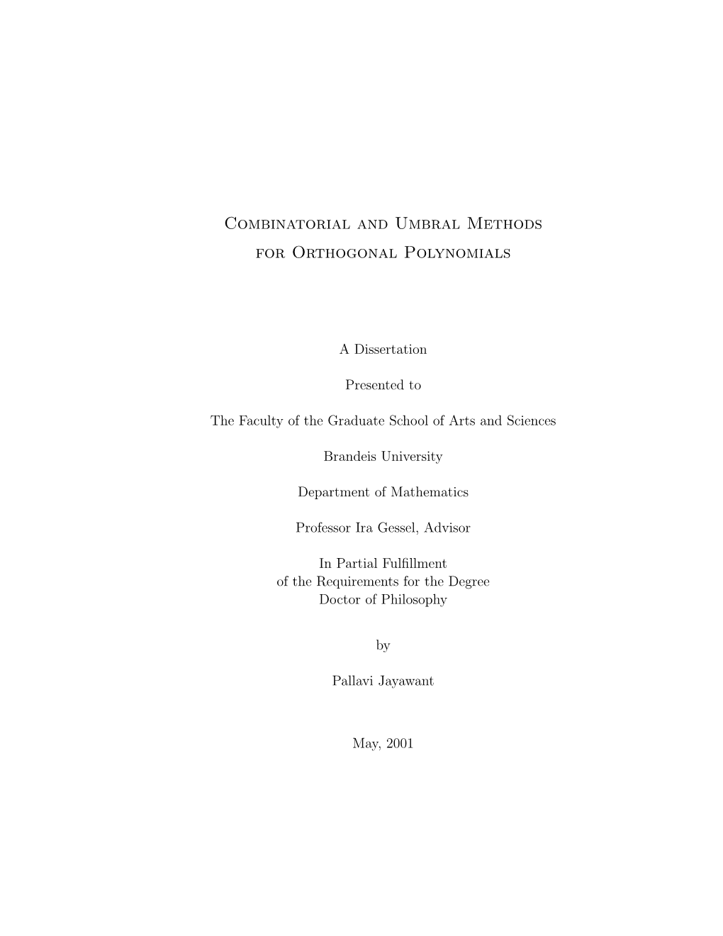 Combinatorial and Umbral Methods for Orthogonal Polynomials