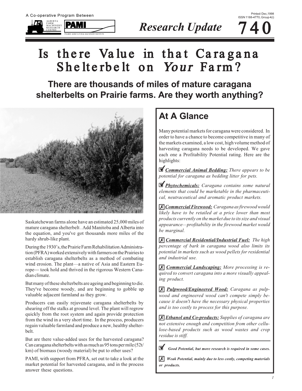 740 Research Update: Is There Value in That Caragana Shelterbelt On