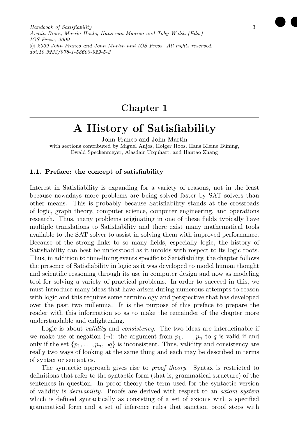 A History of Satisfiability